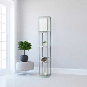Creekwood Home Classix 62.5" 3-Tier Storage Floor Lamp with Charging Ports and Outlet - 1 of 4