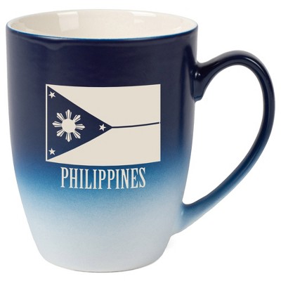 Elanze Designs Philippines Flag 12 Ounce Ceramic Laser-Etched Engraved Drinkware Mug, Blue and White Ombre