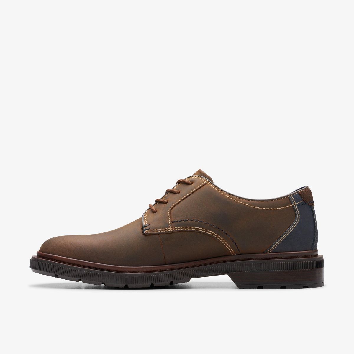 Clarks Mens Burchill Derby Beeswax Leather Shoes - thumbnail 2