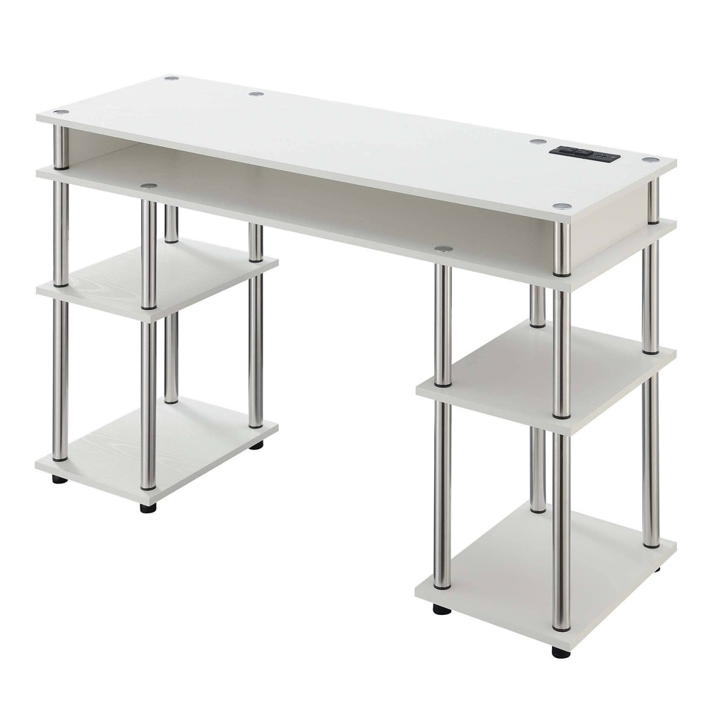 Photos - Office Desk Designs2Go No Tools Student Desk with Charging Station and Shelves White 