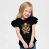 The Juniper Shop Folk Art Florals Distressed Flutter Sleeve Tee - 4T - Black - 2 of 4