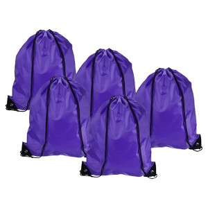 Unique Bargains Gym Sports Outdoor Traveling Nylon Polyester Drawstring Storage Bag 5 Pcs - 1 of 3