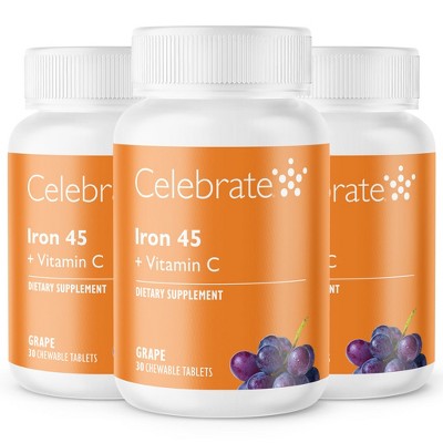 Iron 45 mg + Vitamin C Chewable Tablets, Grape