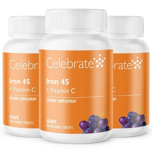 Celebrate Vitamins Iron 45 mg + Vitamin C Chewable Tablets, Grape - 1 of 4