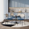 LeisureMod 5-PC Dining Set - 36" Round Dining Table Sintered Stone Top & Black Pedestal, 4 Velvet Dining Chairs in Black Steel Legs - 2 of 4