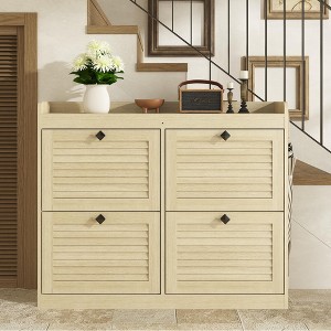 GustoWave Large Shoe Storage Cabinet with 4 Flip Drawers,with Hooks and Storage, Hidden Shoe Organizer for Foyer, Hallway, Living Room - 1 of 4