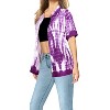 LA LEELA Women's Summer Casual Beach Hawaiian Blouse Shirt V Neck Blouses Short Sleeve Button Up Dress Tops Tee Shirts for Women M Tie Dye, Violet - 2 of 4