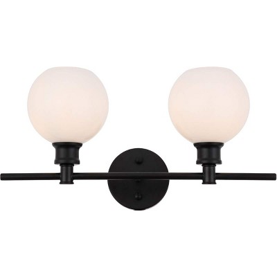 Elegant Lighting Collier 2 light Black and Frosted white glass Wall sconce