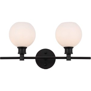 Elegant Lighting Collier 2 light Black and Frosted white glass Wall sconce - 1 of 4