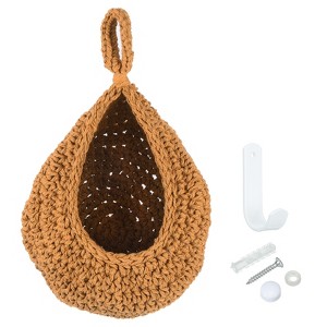 Unique Bargains Kitchen Hanging Garlic Potato Vegetable Fruit Teardrop Decor Hand-Woven Baskets - 1 of 4