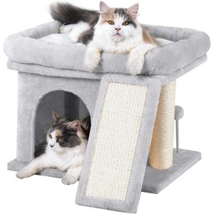 14‘’ Cat Tree Tower with Scratching Post, 20 * 16.5in Perch Bed for Large Adult Cats, Condo Cave for Indoor Small Medium Kittens - 1 of 4
