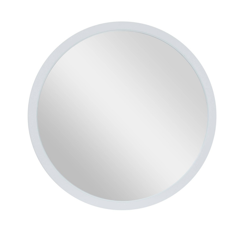 Photos - Wall Mirror 30" Contemporary Wood Round  White - Olivia & May: Wall Mount,