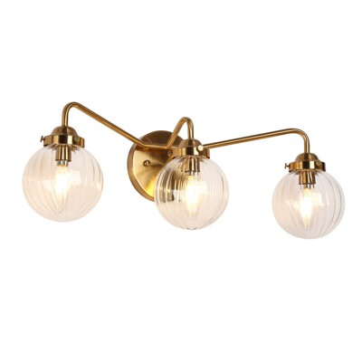LNC Amarantiser 22-in 3-Lights Polished Gold with Clear Glass Modern/Contemporary Bathroom Vanity Lights