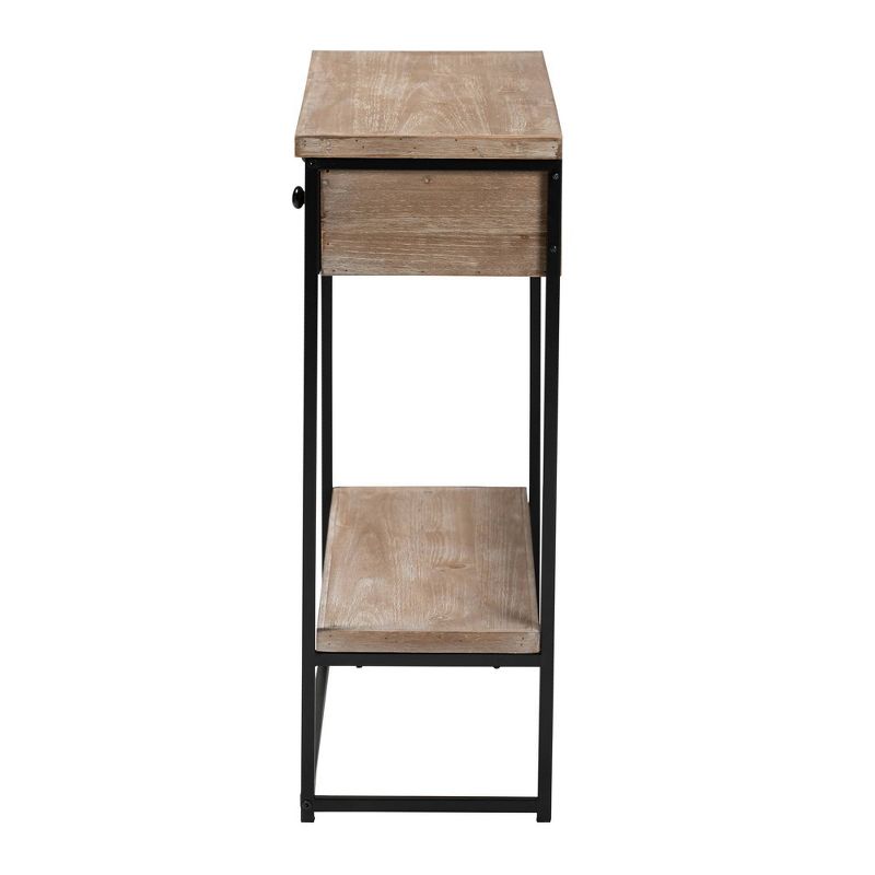 Silas Wood and Metal 2 Drawer Console Table Natural Brown/Black - Baxton Studio, 6 of 12