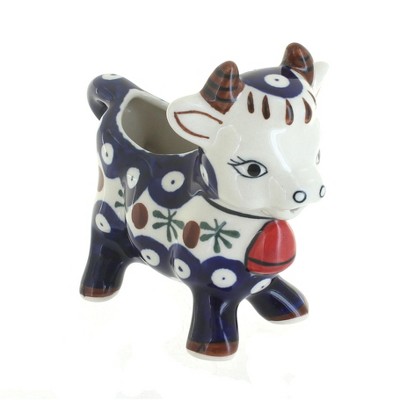 Blue Rose Polish Pottery 1885 Zaklady Cow Creamer