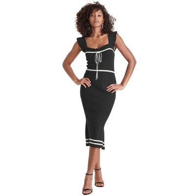 VENUS Womens Ruffle Contrast Midi Dress