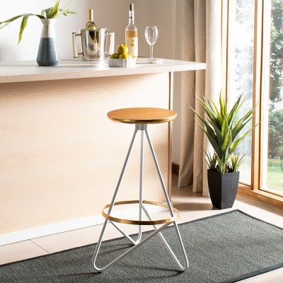 Galexia 30'' Gold and White Transitional Metal Bar Stool