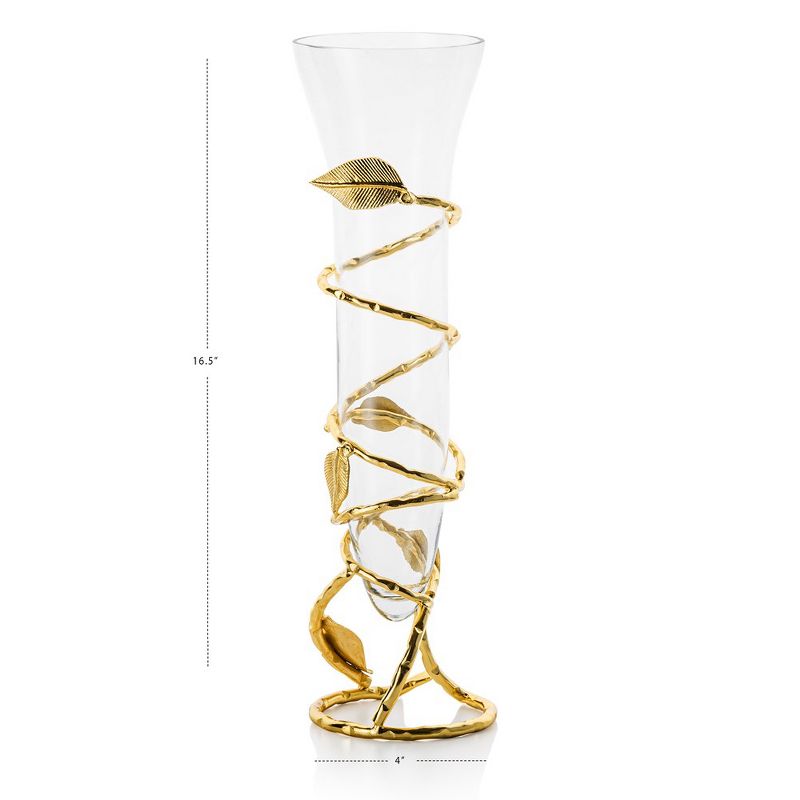 Classic Touch Glass Vase With Gold Leaf Design Base, 4 of 5