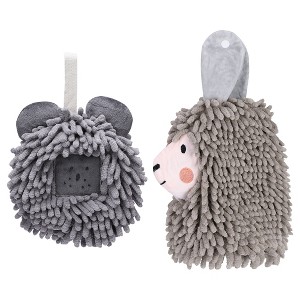 REGALWOVEN Absorbent Soft Chenille Cartoon Alpaca Fuzzy Ball Bathroom Hanging Hand Towels 7" x 7"/7" x 11" 2 Pcs - 1 of 4