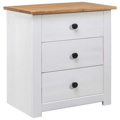 vidaXL Bedside Cabinet White 18.1 in.x15.7 in.x22.4 in. Pinewood Panama Range