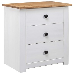 vidaXL Bedside Cabinet White 18.1 in.x15.7 in.x22.4 in. Pinewood Panama Range - 1 of 4