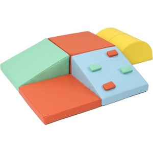 5-Piece Baby Soft Play Set, Indoor Foam Playground for Toddlers, Climbing Crawling Sliding Building Blocks, Montessori Activity Toys - 1 of 4