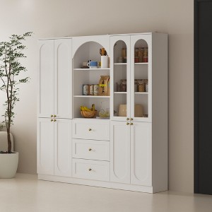 FUFU&GAGA Multifunctional Storage Display Cabinet Contemporary Curved Top Design Modular Organiser White - 1 of 4