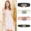INSPIRE CHIC Women's Gold Tone Flower Design Metal Interlocking Buckle Elastic Cinch Belt - 4 of 4