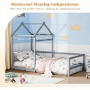 JOYMOR Twin House Floor Bed Frame with Roof, Wooden Montessori Bed with Safety Fence, Kids Bedroom (Gray) - 4 of 4