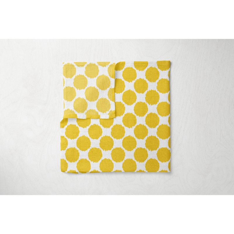Bacati - Ikat Dots Giraffe Yellow Grey Neutral 4 pc Crib Set with 2 Muslin Swaddle Blankets, 5 of 9