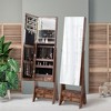 Tangkula Jewelry Cabinet Armoire Full Length LED Mirror W/ Makeup Shelf & 6 Drawers - 2 of 4