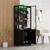 Famapy Modern Kitchen & Dining Wine Rack with Glass Doors,Wine Cabinet with 7 - Color LED Lighting,Freestanding Storage for Liquor and Glassware - 4 of 4