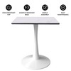 LeisureMod Bristol Square Dining Table with Marbled White MDF Top and White Steel Pedestal Base for Modern Kitchen and Dining Room - 4 of 4
