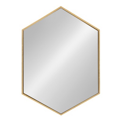 22" x 31" McNeer Hexagon Metal Wall Mirror Gold - Kate and Laurel: Wall Mounted, No Shelf