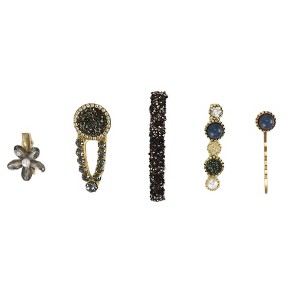 Unique Bargains Women's Fashion Floral Hair Clips Gold Tone Gray 5pcs - 1 of 3