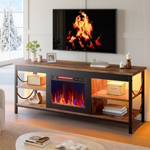 Pinmoco Electric Fireplace TV Stand Fit TVs up to 65 inch Gaming Entertainment Center with Open Storage Shelves - 1 of 4