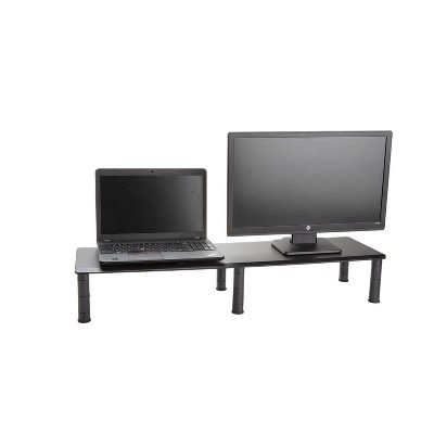Black Adjustable MDF Dual Monitor Desktop Stand