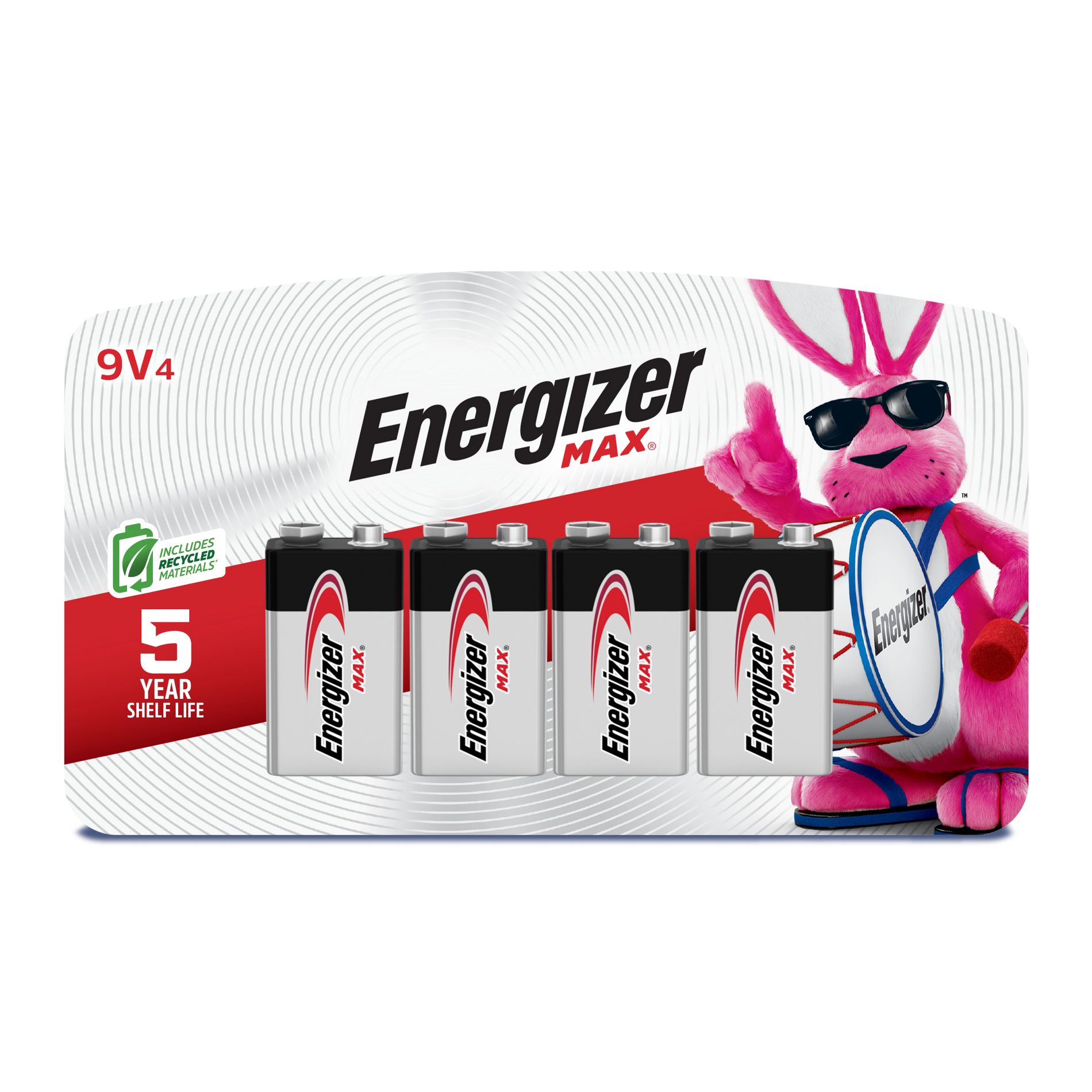 Energizer Max 9V Batteries - 4pk Alkaline Battery: Silver, Single-Use, 595mAh