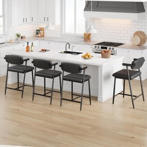 26" Counter Height Bar Stools Set of 4 with Arms,4PCS Modern Bar Stools Set with Back & Upholstered Wider Seat - 1 of 4