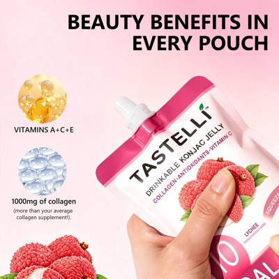 TASTELLI Konjac Jelly Lychee Pouches - 20.28 fl oz/4ct