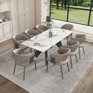 Hooseng Dining Table for 6-8 People, 79" Modern Rectangular Kitchen Table with Marble Tabletop, Modern Long Dining Room Tables with 8 Chairs - 1 of 4