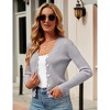 Women's V Neck Lightweight Knit Cardigan with Long Sleeves and Front Button Down Elegant Shrugs for Dresses,Gray - XL - 4 of 4