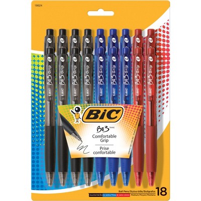 BIC BU3 Ballpoint Pen, 1 mm Medium Tip, Assorted Colors, set of 18