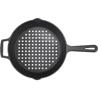 10 In. Seasoned Black Cast Iron Comal Skillet with 2-Side Handles