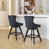 Kumasinova 25.9"H Swivel Bar Stools with Button Tufted Back,Set of 2,Luxury Velvet Barstools Dining Chairs with Chrome Nailhead Trim - 2 of 4