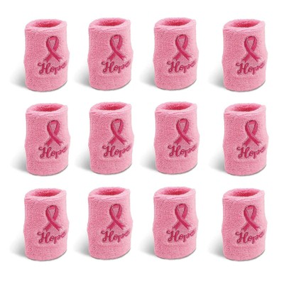 Sparkle and Bash 12 Pack Pink Ribbon Breast Cancer Awareness Sweat Bands for Women