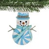 Bethany Lowe 3.5 Inch Aqua Peppermint Snowman Ornament Christmas Carrot Nose Tree Ornaments - 2 of 3