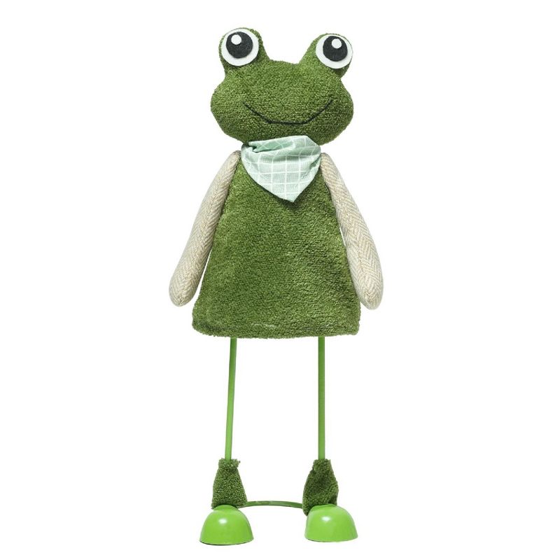 Northlight 12" Spring Frog with Scarf Standing Easter Decoration - Green/Tan, 1 of 2