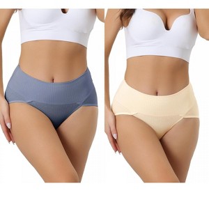 Allegra K Women's High Waist Stretch Tummy Control Breathable Comfortable Briefs 2 Packs - 1 of 4