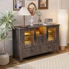 Sideboard Buffet Cabinet, Wooden Buffet Server Console Table With Glass Doors, Tempered Glass Shelves, Coffee Bar Cabinet For Kitchen Dining Room - 2 of 4